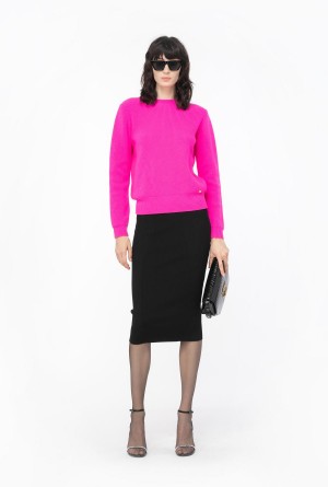 Pinko Acanalado calf-length skirt Negros | QMXWA87165