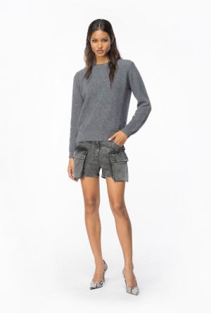 Pinko Acanalado wool and cashmere sweater Grises | ZMXNQ86278