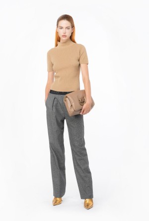 Pinko Acanalado wool and cashmere sweater Beige | MXNZX18124