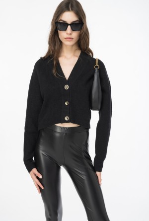 Pinko Acanalado wool cardigan Negros | EMXHC11797