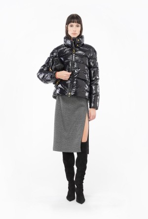 Pinko Acolchado crystal nylon pea jacket Negros | MXQCS59932
