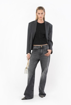 Pinko Anchos-leg black denim jeans Grises Oscuro Azules | XMXBH29442