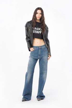 Pinko Anchos-leg comfort denim jeans Azules Claro | XMXBH20611