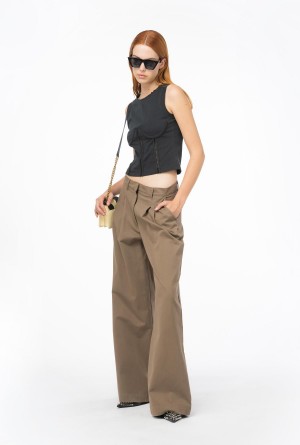 Pinko Anchos-leg cotton trousers Azules | DMXVO63869