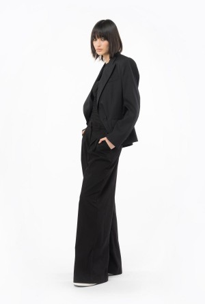 Pinko Anchos-leg cotton trousers Negros | BMXSO26776