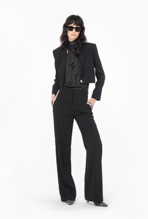 Pinko Anchos-leg crepe trousers BLACK/ECRU | MXJZR30286