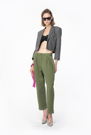 Pinko Anchos-leg gabardine trousers Verdes | ZMXNQ95479