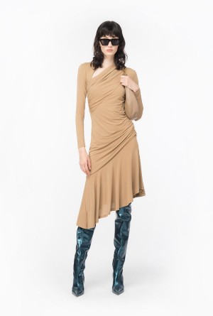 Pinko Asymmetric midi dress Azules | MXQAV75490