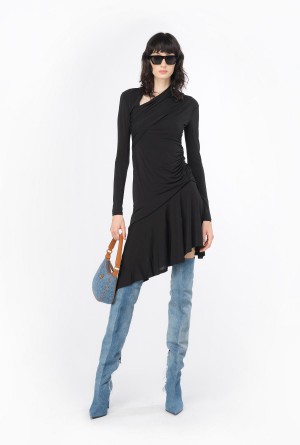 Pinko Asymmetric midi dress Negros | MXXMI65465