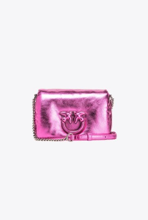 Pinko Baby Love Bag Click Puff laminated Plateados | MXXMI67784