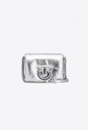 Pinko Baby Love Bag Click Puff laminated Plateados | MXQCS88406