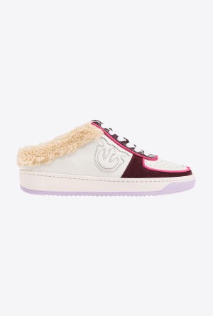 Pinko Basketball Mule Sneakers WHITE/BURGUNDY/FUSCHIA | PMXQX26312