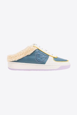 Pinko Basketball Mule Sneakers WHITE/GREY/YELLOW | AMXDF13334