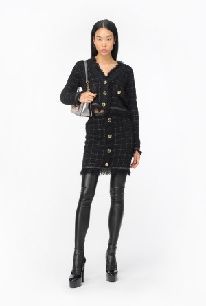 Pinko Basketweave mini skirt BLACK/GUNMETAL | MXQCS62776