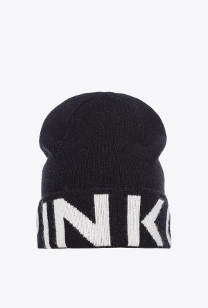 Pinko Beanie with large logo BLACK/WHITE | EMXVG46811