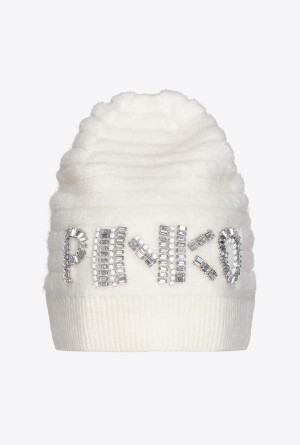 Pinko Beanie with shiny logo Blancos | QMXWA44090