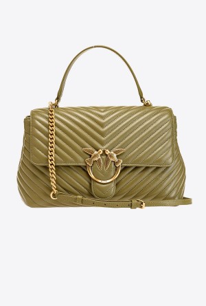 Pinko Big Lady Love Bag Puff Chevron Dorados | XMXBH98313