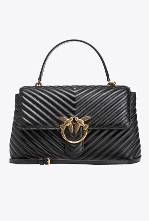 Pinko Big Lady Love Bag Puff Chevron Dorados | XMXGW78872