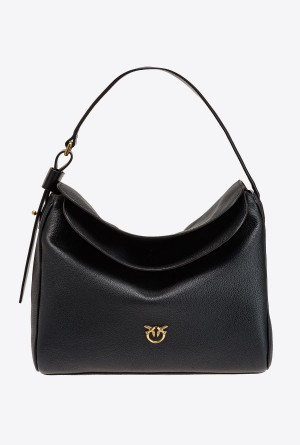Pinko Big Leaf Bag Hobo in tumbled leather Dorados | YMXGT89414