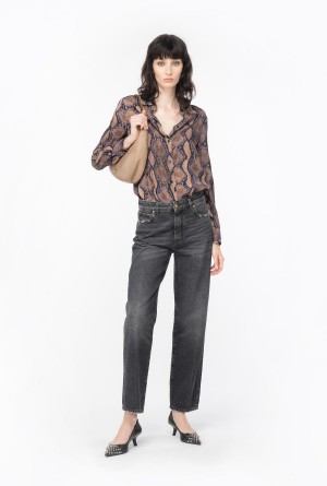 Pinko Black boyfriend jeans Grises Oscuro Azules | MXJBT14156
