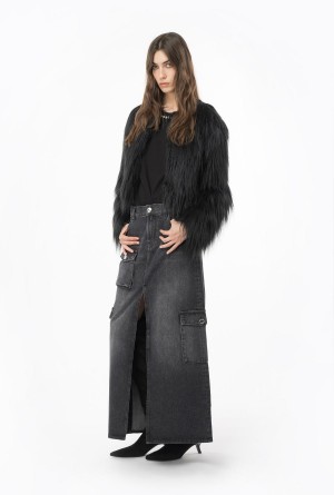 Pinko Black denim cargo skirt Negros | MXXBR34283