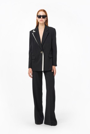 Pinko Blazer with contrasting detail BLACK/ECRU | DMXVO49132