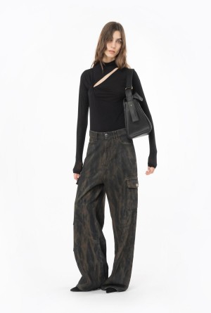Pinko Bleached denim cargo jeans MULTI BLACK/UMBER | MXQAV45609