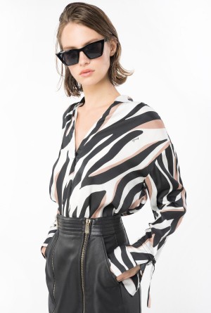 Pinko Blouse with psychedelic zebra print Beige | AMXDF31578