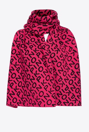 Pinko Branded cashmere-blend scarf FUCHSIA/BLACK | MXXMI26577