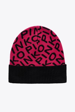 Pinko Branded knit beanie FUCHSIA/BLACK | BMXSO90596