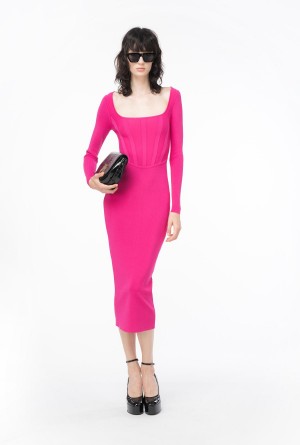 Pinko Bustier-effect midi dress BEETROOT | MXEGJ56817