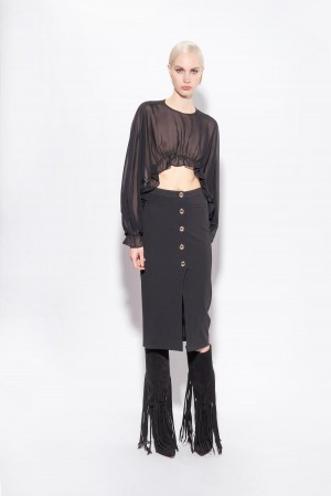 Pinko Buttoned calf-length skirt Negros | MXCVG26836