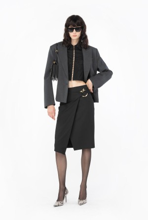 Pinko Calf-length skirt with piercing buckle Negros | XMXGW29826