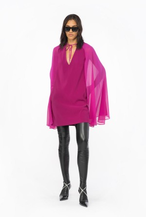 Pinko Cape-effect mini dress Morados | MXJVR78749