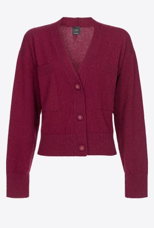 Pinko Cashmere-blend cardigan with pockets RED-SASSAFRAS | MXXBR39329
