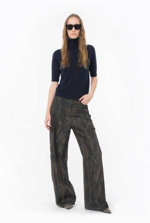 Pinko Cashmere-blend high-neck sweater Azul Marino Oscuro Azules | TMXWZ39543