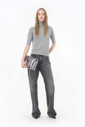Pinko Cashmere-blend high-neck sweater Grises | GMXUC27748