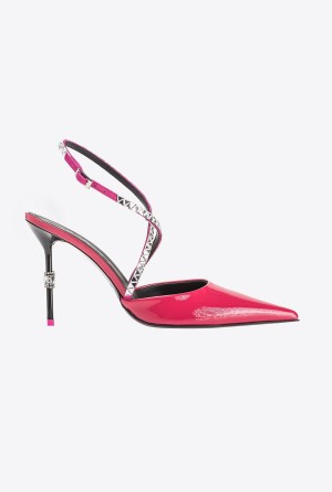 Pinko Charol leather slingback shoes with rhinestones BEETROOT | MXJZR67197