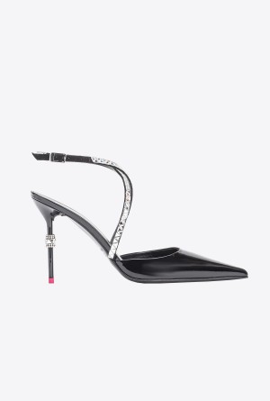 Pinko Charol leather slingback shoes with rhinestones Negros | AMXDF59683