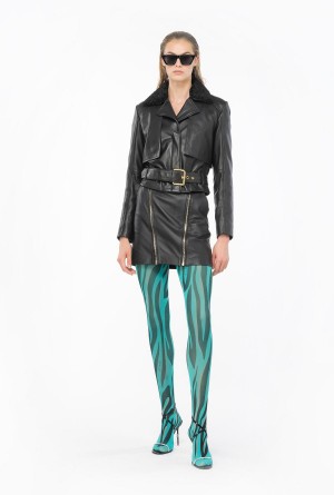 Pinko Ciclismo jacket with faux sheepskin collar Negros | BMXSD77250