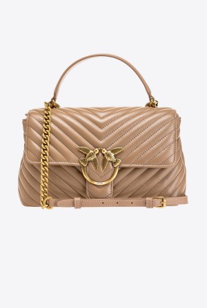 Pinko Classic Lady Love Bag Puff Chevron Dorados | MXJBT18481