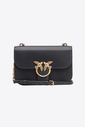 Pinko Classic Love Bag Bell in leather Dorados | MXEGJ46280