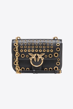 Pinko Classic Love Bag Bell with metal eyelets Dorados | AMXDF79496