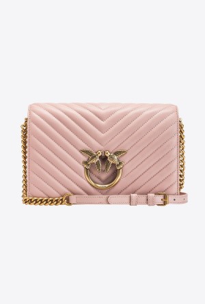 Pinko Classic Love Bag Click Chevron Dorados | EMXVG91635