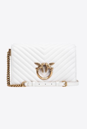 Pinko Classic Love Bag Click Chevron Dorados | DMXVO14155