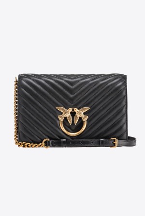 Pinko Classic Love Bag Click Chevron Dorados | GMXUC63325