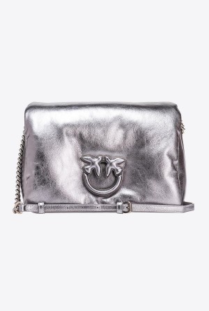 Pinko Classic Love Bag Click Puff laminated Plateados | YMXGT97384