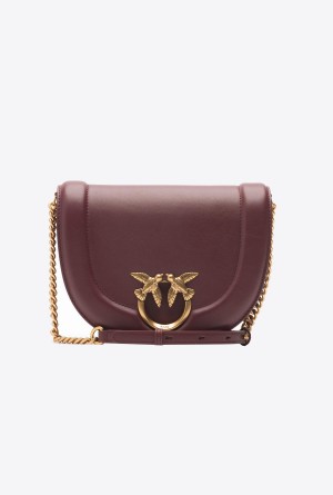 Pinko Classic Love Bag Click Round in leather Dorados | MXDYB58533