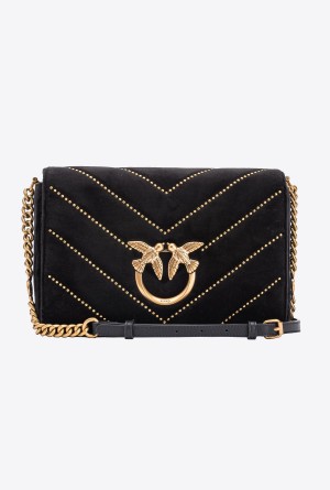 Pinko Classic Love Bag Click in velvet with studs Dorados | LMXSX16621