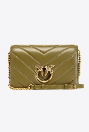 Pinko Classic Love Bag Click Big Chevron Dorados | UMXTG13265
